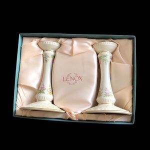 Vintage Lenox Fine China Candlesticks 7" High 24k Gold Trim Limited Edition NIB